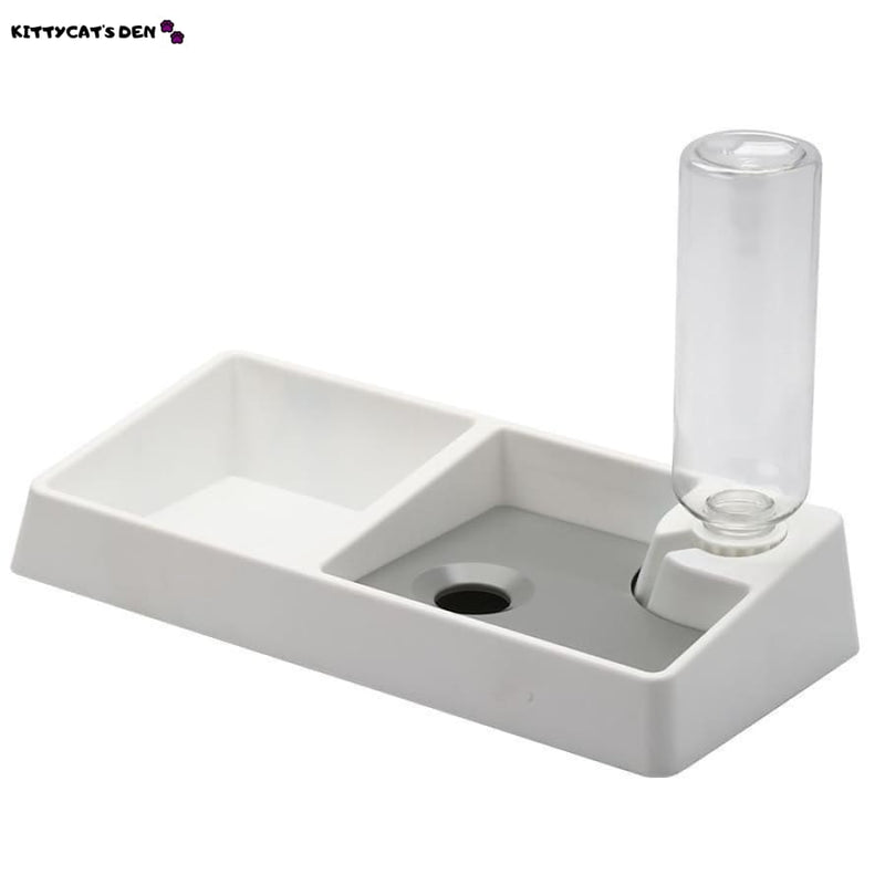2-in-1 Cat Food Bowl with Automatic Water Dispenser(Water 