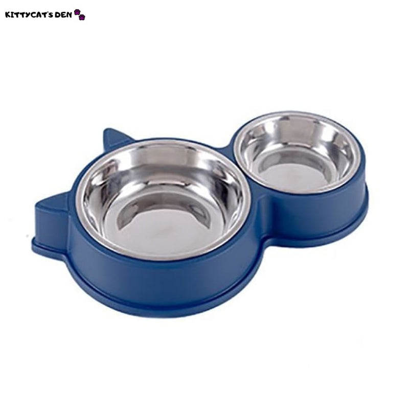 Big Double Stainless Steel Cat Bowls for Food and Water - 