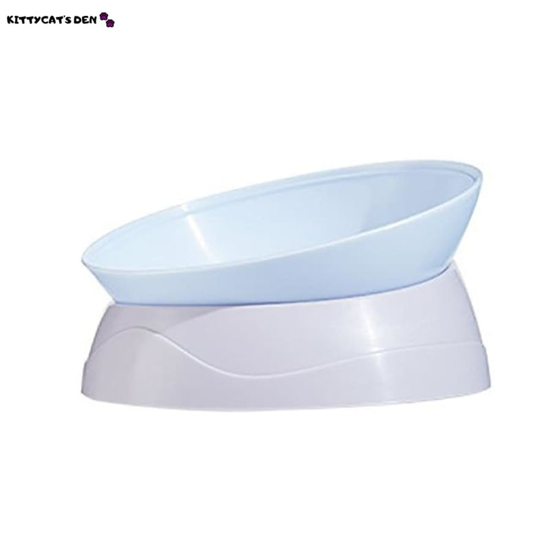 Cat Food Bowl With Raised Stand. Neck protection. - Blue and