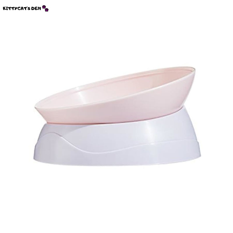 Cat Food Bowl With Raised Stand. Neck protection. - Pink and