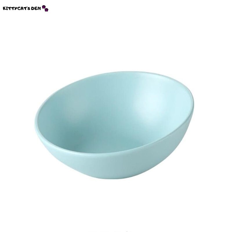 Elevated Ceramic Anti Vomiting Cat Food & Water Bowls + Wood
