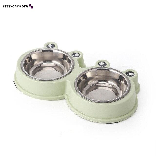 Non-slip Durable Stainless Steel Double Cat Bowls for Food &