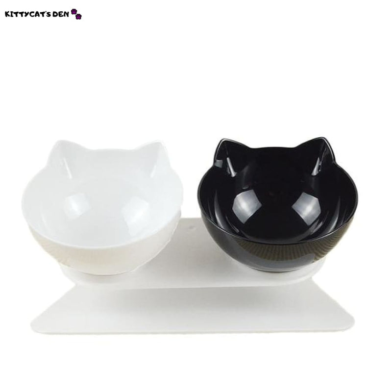 Non-slip Tilted Cat Single and Double Food/Water Bowls With 