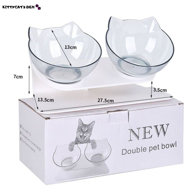 Non-slip Tilted Cat Single and Double Food/Water Bowls With 