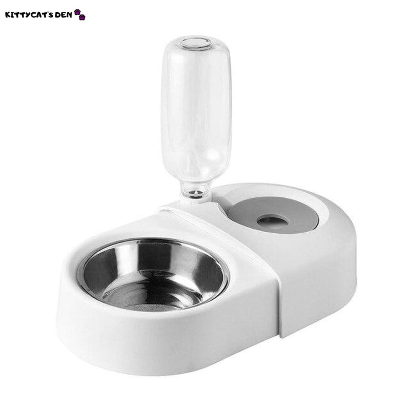 Stainless Steel Cat Food Bowl With Automatic Water Dispenser