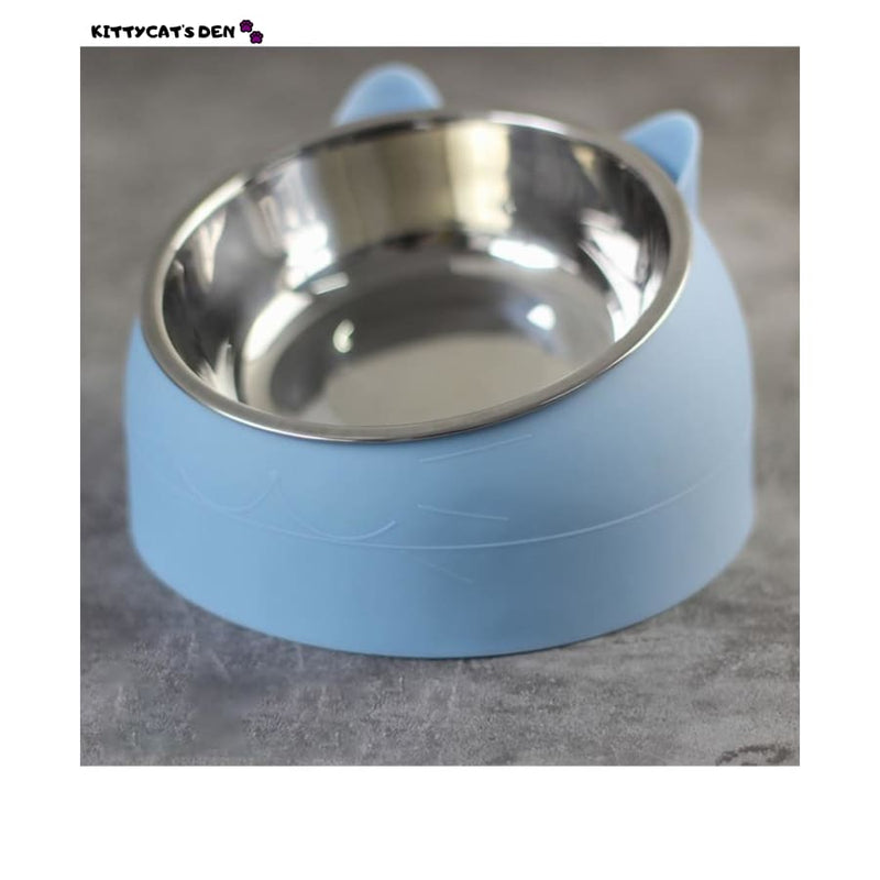 Stainless Steel Cat Food or Water Bowl. 15 Degrees Tilted 