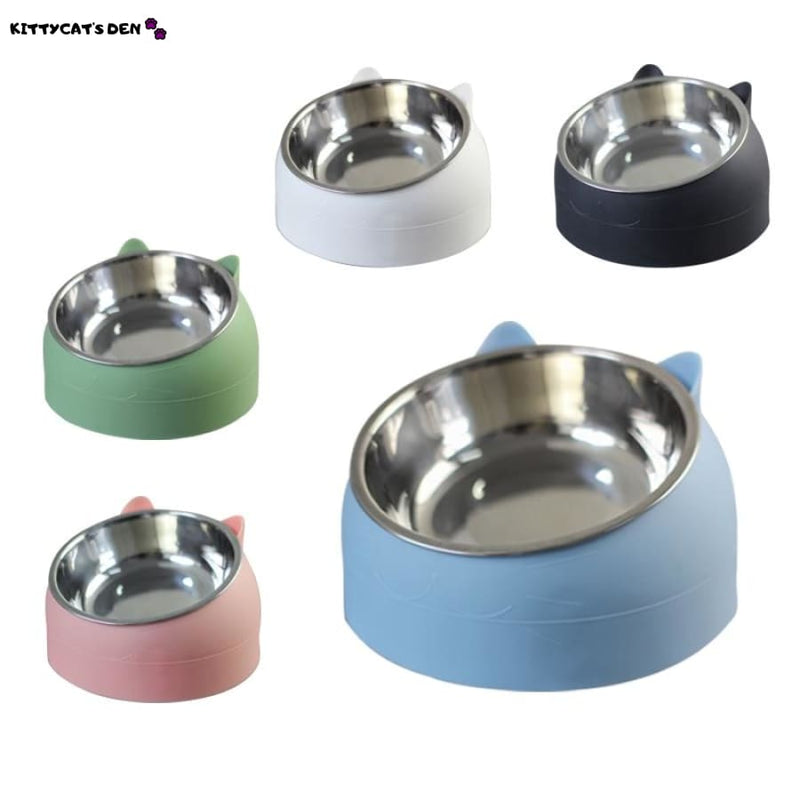 Stainless Steel Cat Food or Water Bowl. 15 Degrees Tilted 